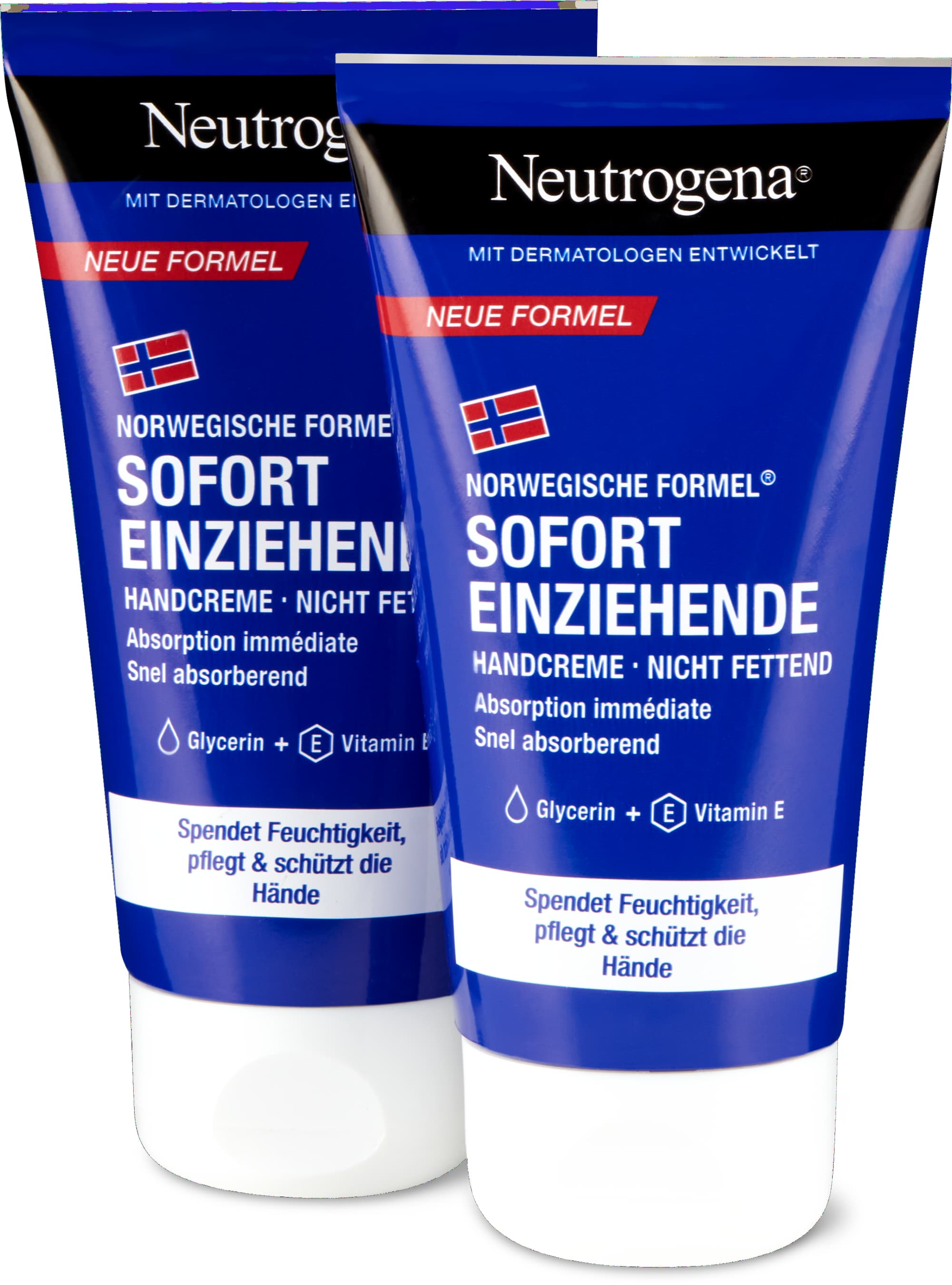 Neutrogena Crème pour les mains absorption immédiate Glycérine et vitamine E 2x75ml